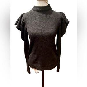 Industry Republic Women's Black Ruffle Shoulder Sweater - Size Small NWT 🖤